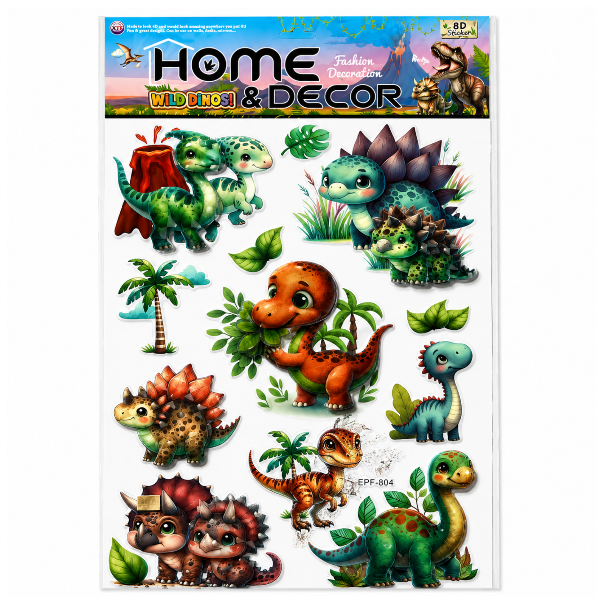 Sticker de Perete 3D cu Dinozauri pentru Camera Copiilor, Autoadeziv, Decor Premium, 33 × 50 cm