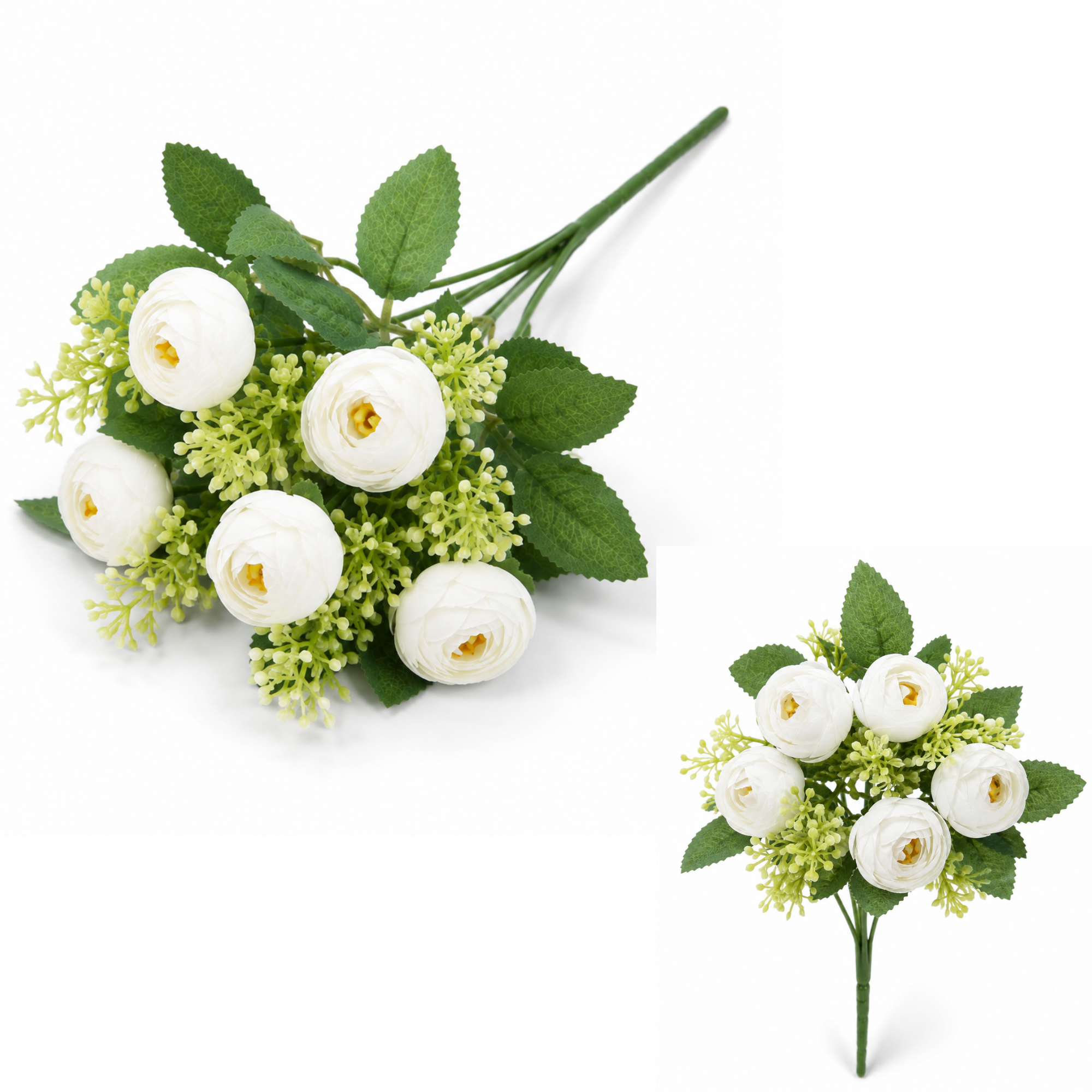 Buchet Flori Artificiale Ranunculus Decorativ, 5 Fire, 32 cm