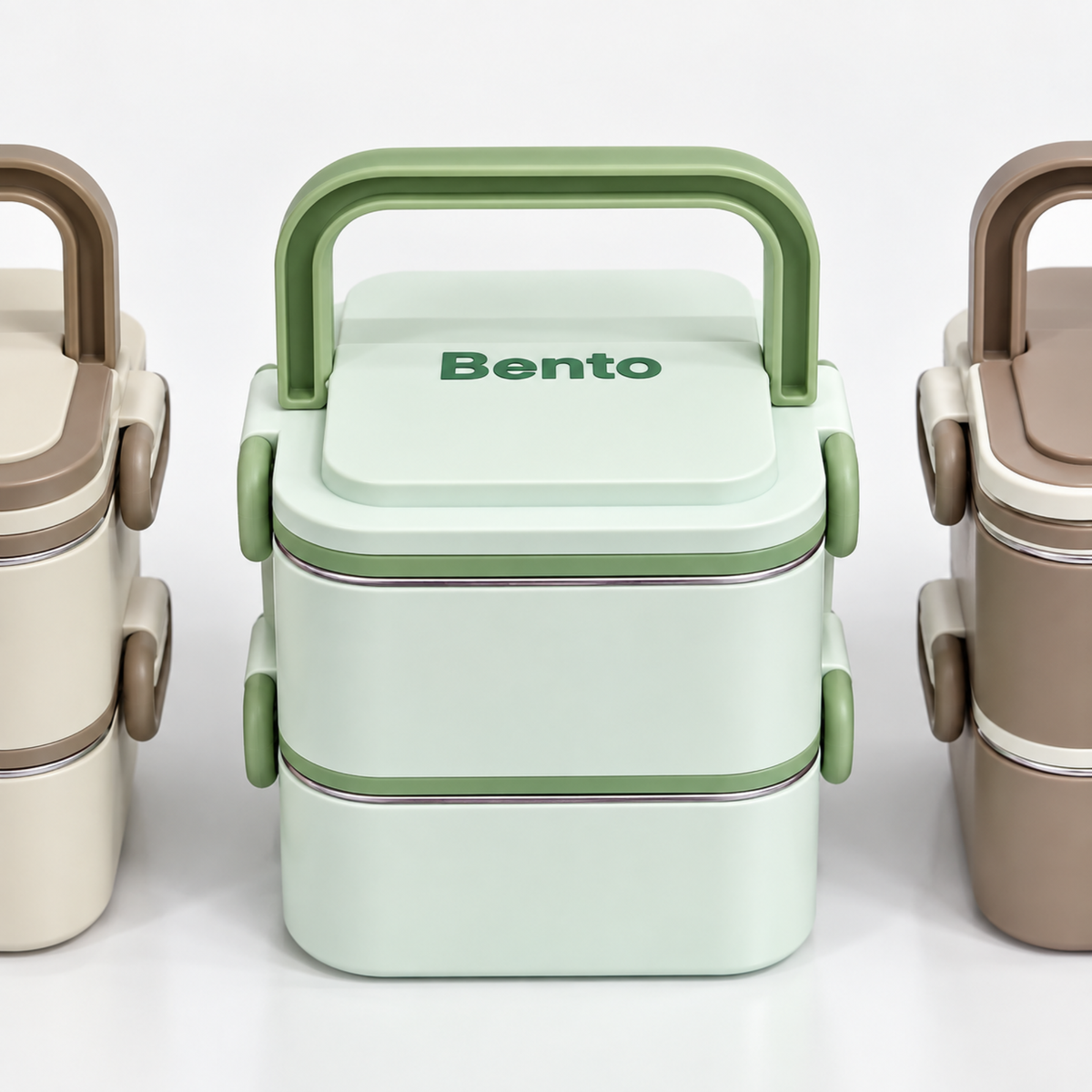 Caserola Termica Bento 2 Compartimente cu Insertii din Inox SUS304, Geanta Termoizolanta Inclusa, 12.5 x 12.5 x 14 cm, Verde