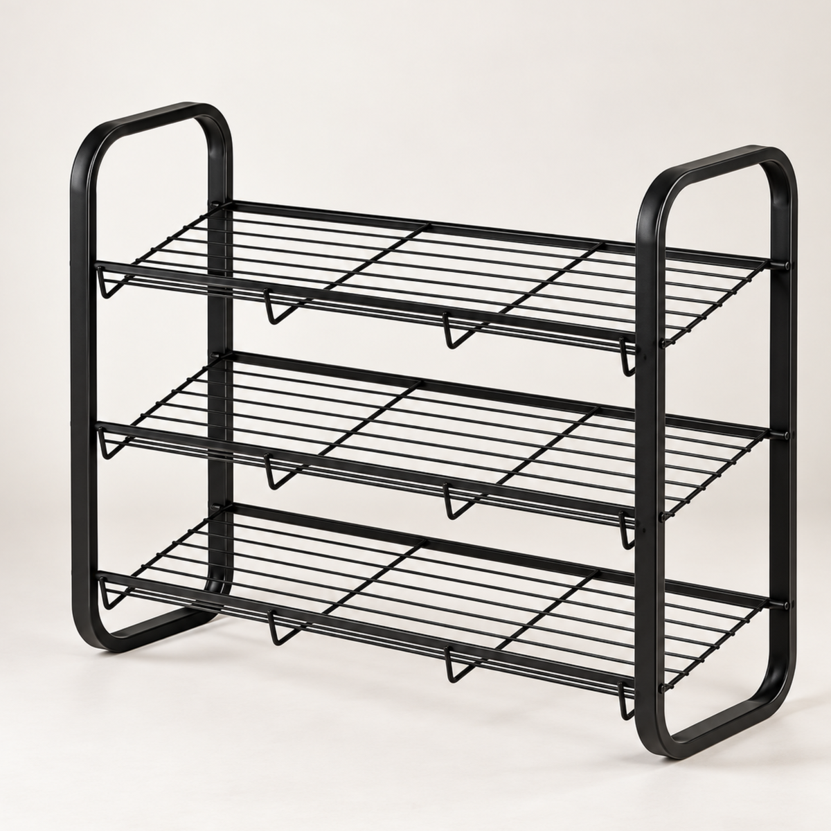 Raft incaltaminte metalic 3 niveluri, organizator pantofi, 75x28x59 cm, Negru, Calitate Premium