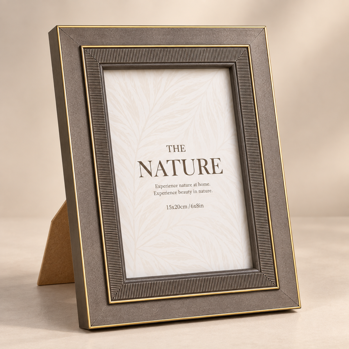 Rama foto decorativa premium design elegant cu detalii aurii, Maro Taupe