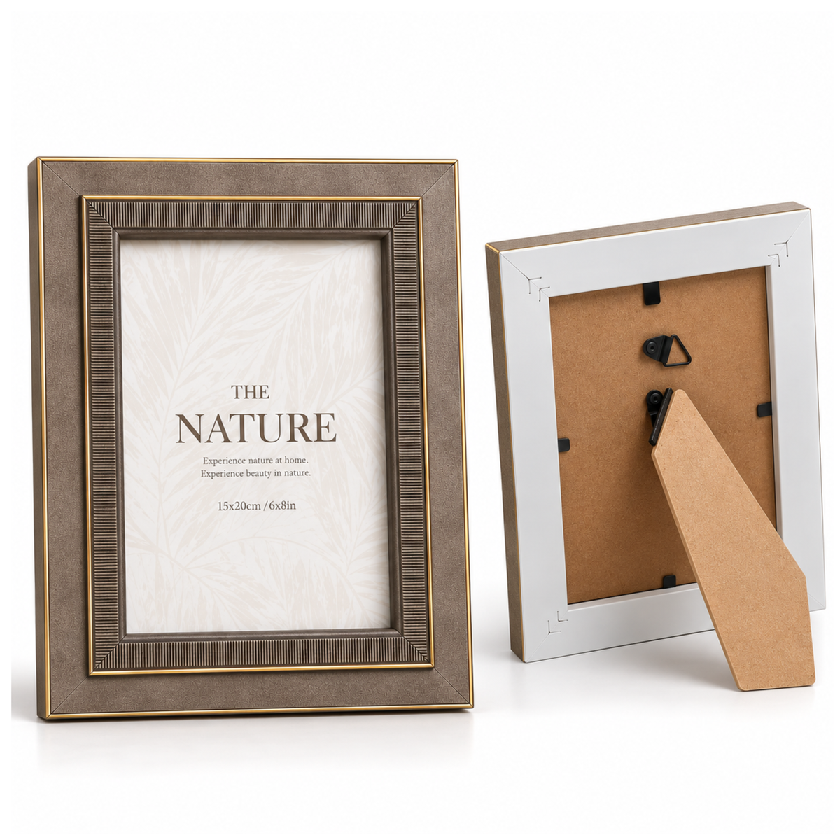 Rama foto decorativa premium design elegant cu detalii aurii, Maro Taupe