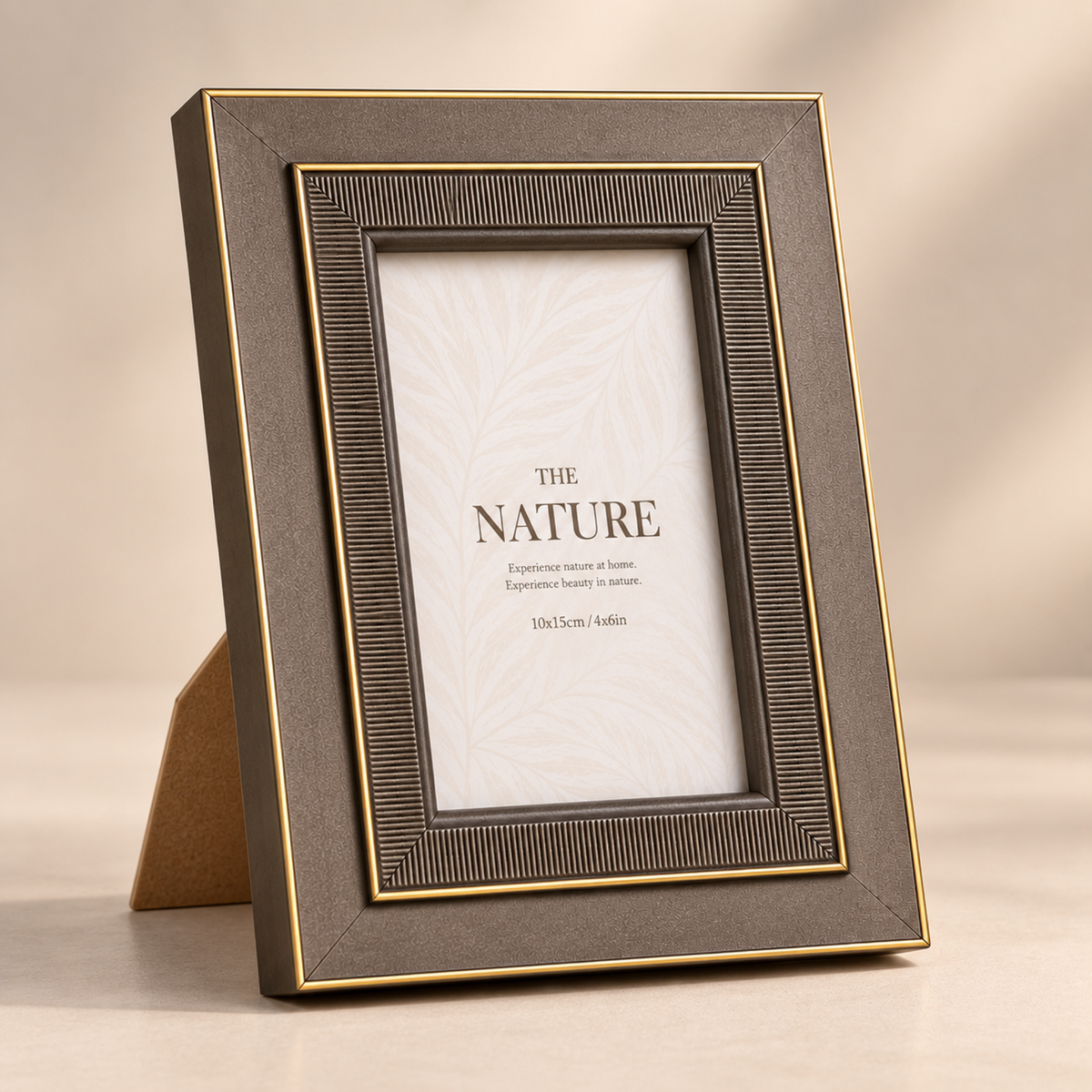 Rama foto decorativa premium design elegant cu detalii aurii, Maro Taupe