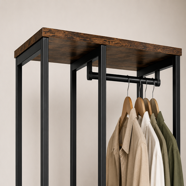 Suport Haine Metalic, Dressing & Hol, Negru/ Maro - 167x40x90 cm - Premium